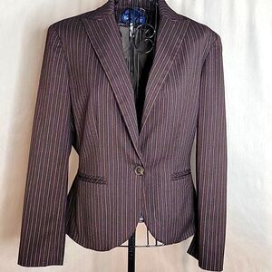 EVAN-PICONE Brown/Blue/Red/Yellow Striped‎ Suit Jacket 8P